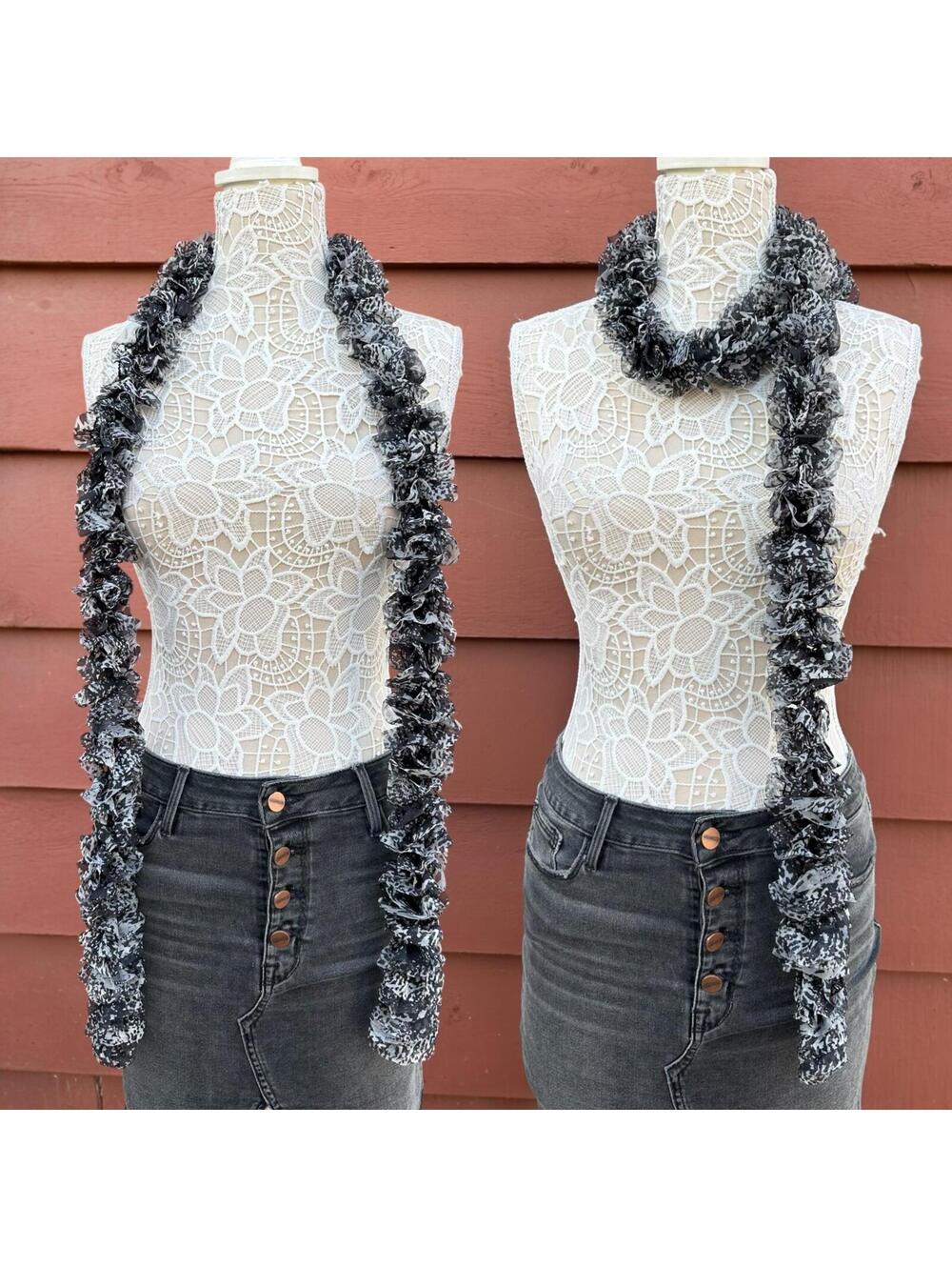 Noir Galaxy Ruffle‎ Boa Scarf